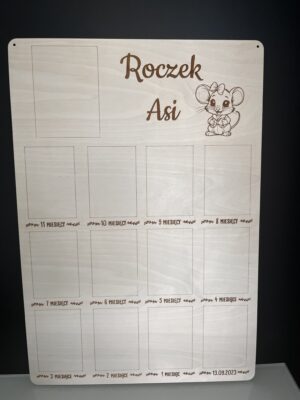 Personalizowana tablica na zdjęcia Mój pierwszy Roczek 12 zdjęć