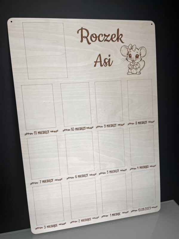 Personalizowana tablica na zdjęcia Mój pierwszy Roczek 12 zdjęć - obrazek 2