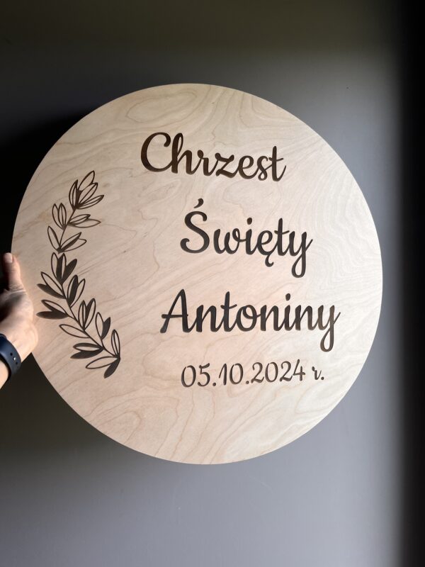 Personalizowany napis koło Chrzest Święty Imię i Data - obrazek 2