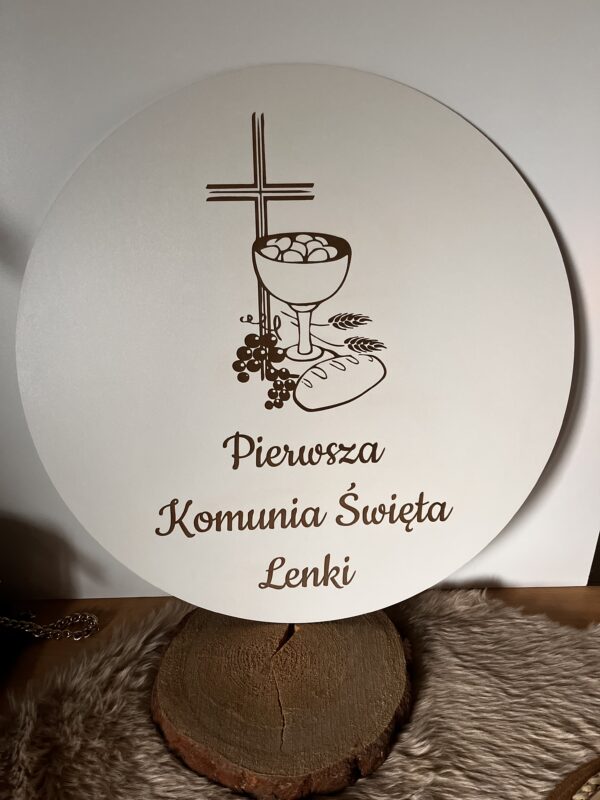 Personalizowany napis koło Pierwsza Komunia Święta IHS tablica - obrazek 2