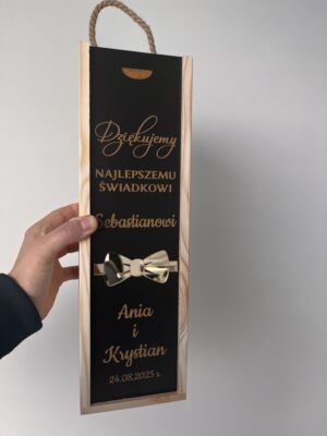 Podziękowanie dla Świadka skrzynka na alkohol drewniana