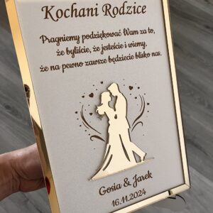 Podziękowanie dla Rodziców Glamour ramka złoto HDF pleksa