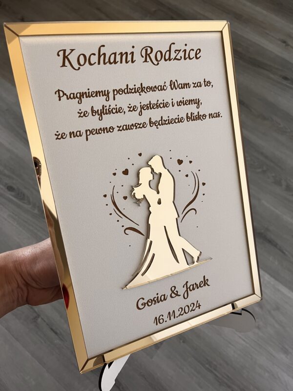 Podziękowanie dla Rodziców Glamour ramka złoto HDF pleksa - obrazek 4