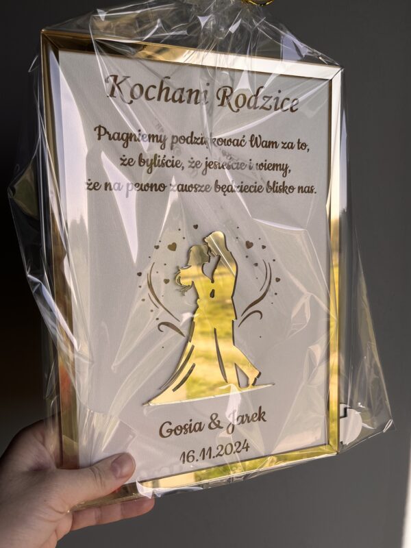 Podziękowanie dla Rodziców Glamour ramka złoto HDF pleksa - obrazek 5