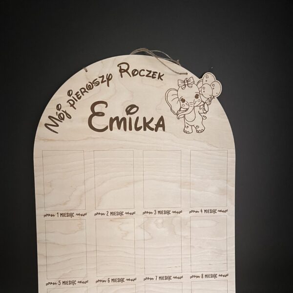 Personalizowana tablica na zdjęcia Mój pierwszy Roczek 12 zdjęć