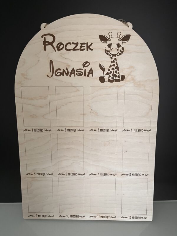 Personalizowana tablica na zdjęcia Mój pierwszy Roczek 12 zdjęć