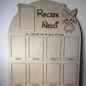 Personalizowana tablica na zdjęcia Mój pierwszy Roczek 12 zdjęć