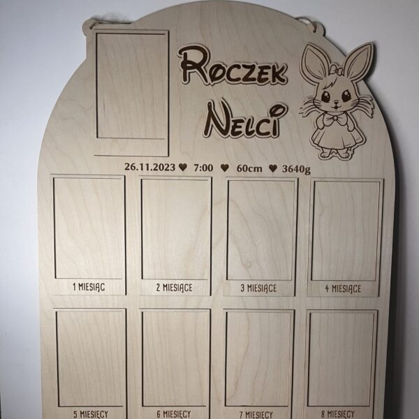 Personalizowana tablica na zdjęcia Mój pierwszy Roczek 12 zdjęć