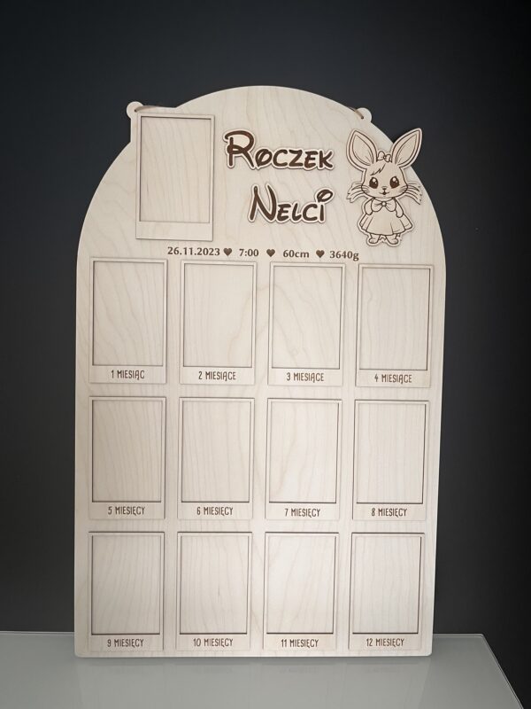 Personalizowana tablica na zdjęcia Mój pierwszy Roczek 12 zdjęć - obrazek 5