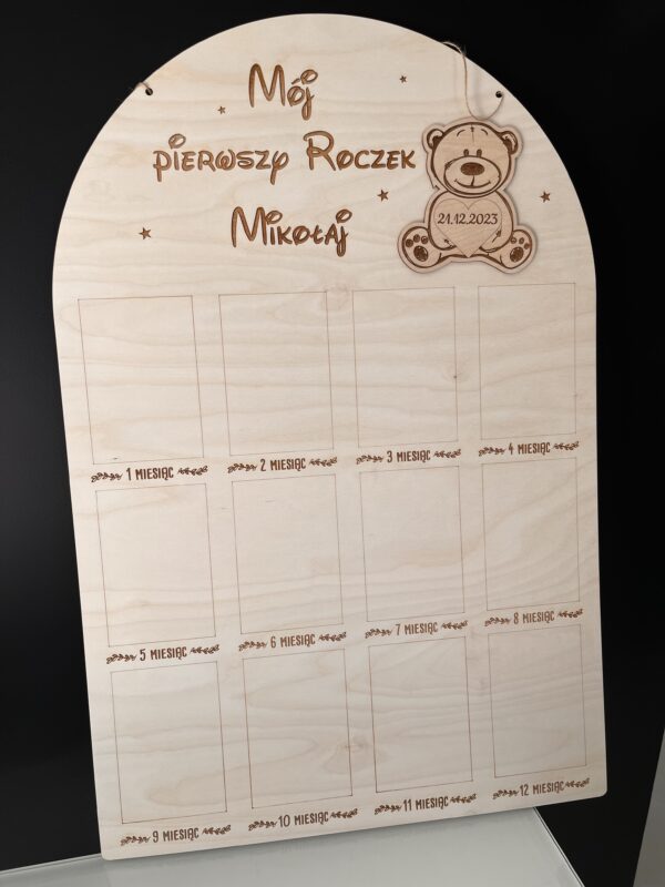 Personalizowana tablica na zdjęcia Mój pierwszy Roczek 12 zdjęć - obrazek 2