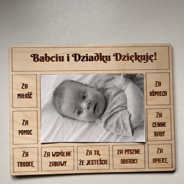 Drewniana ramka na zdjęcie Prezent dla Dziadków