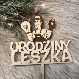 Personalizowany Topper drewniany na tort Urodziny Elektryk