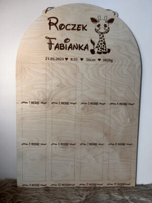 Personalizowana tablica na zdjęcia Mój pierwszy Roczek 12 zdjęć