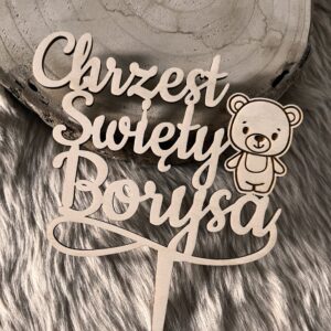 Personalizowany Topper drewniany na tort Chrzest Święty